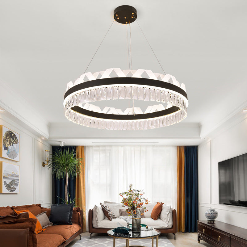 Circle Living Room Chandelier Lighting Fixture LED Simple Drop Pendant in Gold/Black Clearhalo 'Ceiling Lights' 'Pendant Lights' 'Pendants' Lighting' 278944