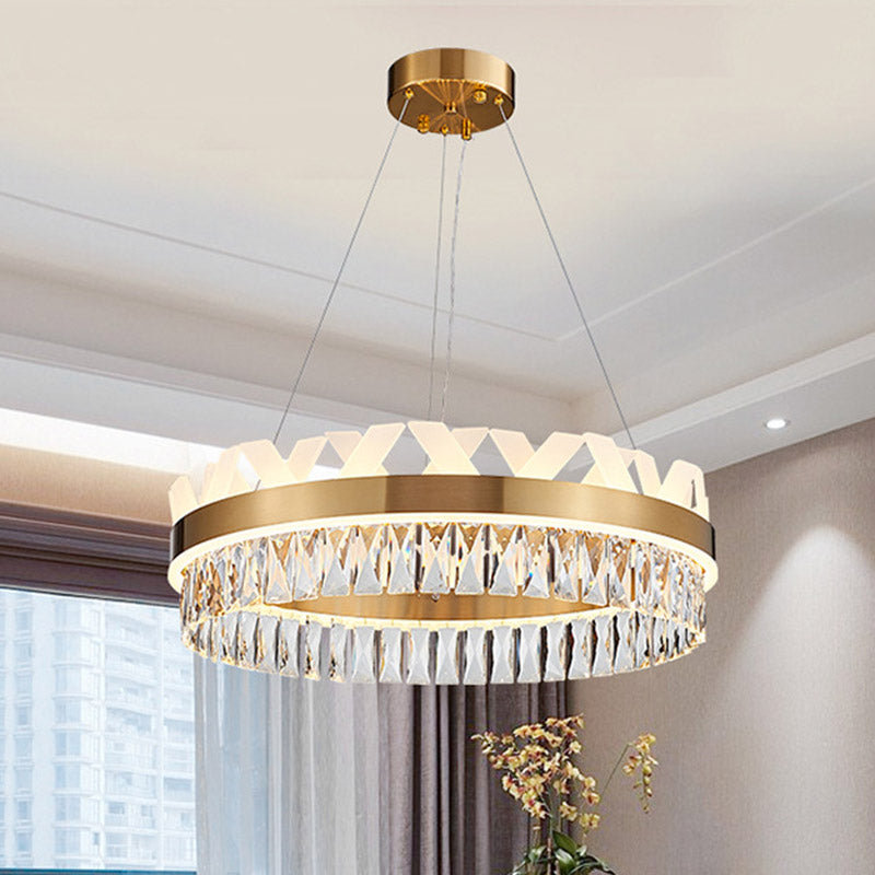 Circle Living Room Chandelier Lighting Fixture LED Simple Drop Pendant in Gold/Black Gold Clearhalo 'Ceiling Lights' 'Pendant Lights' 'Pendants' Lighting' 278947_2afcf6fe-4491-4287-89cb-9026c20bd131