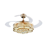 Opulent Inlaid Crystal Floral Fan Lighting Modern Stylish LED Semi Flush Ceiling Light in Gold Clearhalo 'Ceiling Fans with Lights' 'Ceiling Fans' 'Modern Ceiling Fans' 'Modern' Lighting' 279164