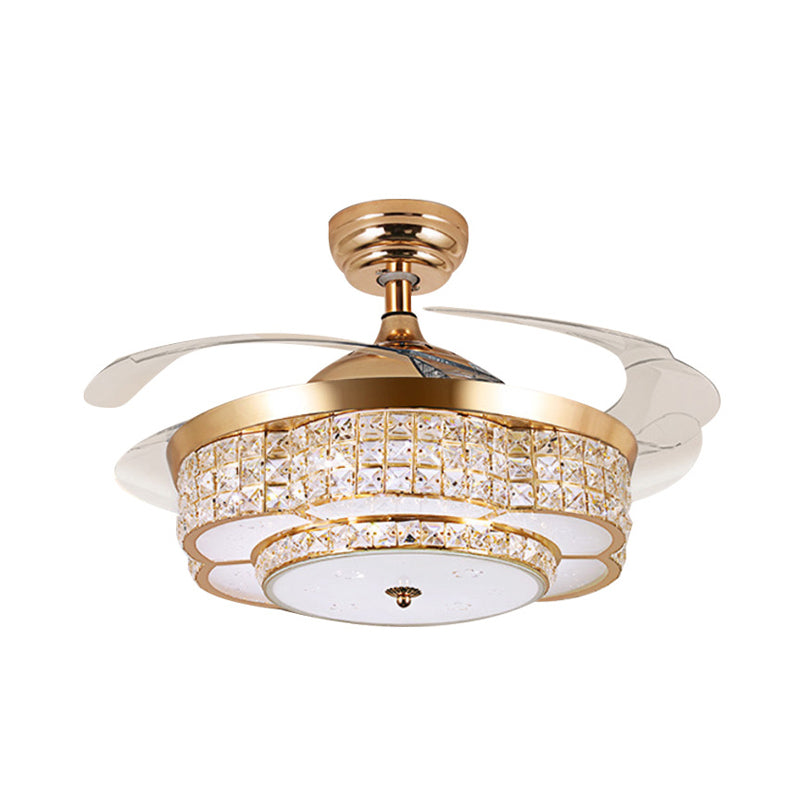 Living Room LED Semi Mount Lamp with Fan Modernist Gold Flower Crystal Ceiling Light Fixture Clearhalo 'Ceiling Fans with Lights' 'Ceiling Fans' 'Modern Ceiling Fans' 'Modern' Lighting' 279170