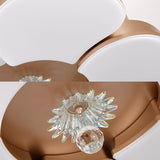 3/6 Leaf LED Ceiling Cooler Fan Modern Style Metal Rose Gold Semi Flush Mount Lamp with Crystal Drop, Frequency Conversion/Remote Control/Wall Control Clearhalo 'Ceiling Fans with Lights' 'Ceiling Fans' 'Modern Ceiling Fans' 'Modern' Lighting' 279280