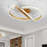 19.5"/29" Long Petal Ceiling Mounted Fixture Nordic Clear Crystal LED Gold Flush Mount Lighting in Warm/White/3 Color Light Clearhalo 'Ceiling Lights' 'Close To Ceiling Lights' 'Close to ceiling' 'Flush mount' Lighting' 279412