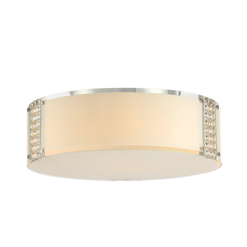 Drum K9 Crystal Ceiling Light Simple Style 8 Heads Chrome Flush Mount Fixture for Bedroom Clearhalo 'Ceiling Lights' 'Close To Ceiling Lights' 'Close to ceiling' 'Flush mount' Lighting' 279423