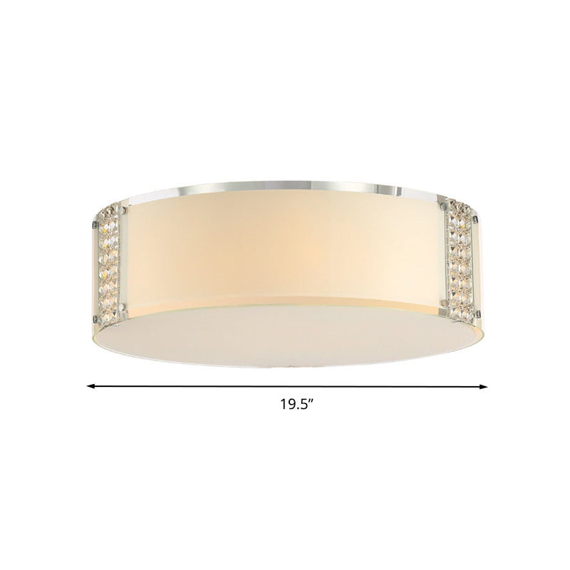 Drum K9 Crystal Ceiling Light Simple Style 8 Heads Chrome Flush Mount Fixture for Bedroom Clearhalo 'Ceiling Lights' 'Close To Ceiling Lights' 'Close to ceiling' 'Flush mount' Lighting' 279424