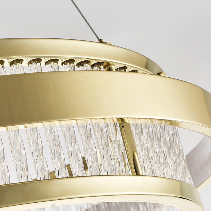 Postmodern Circle Pendant Light Crystal Rod LED Living Room Chandelier Light in Gold Clearhalo 'Ceiling Lights' 'Chandeliers' 'Modern Chandeliers' 'Modern' Lighting' 279439