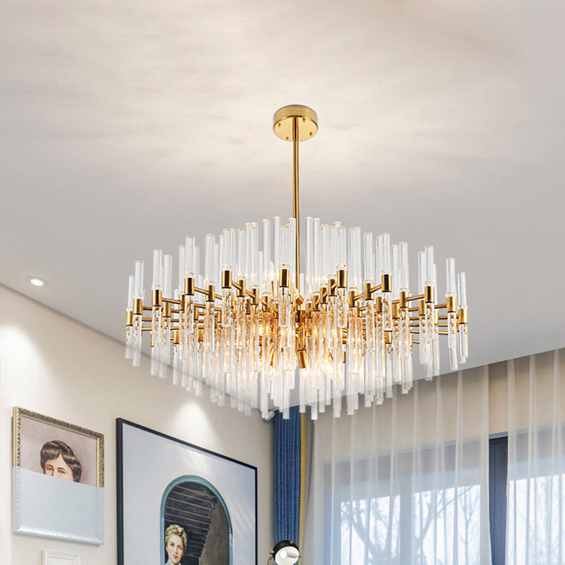 Round Ridged Clear Crystal Pendant Ceiling Light Postmodern 8 Lights Gold Chandelier Lamp Clearhalo 'Ceiling Lights' 'Chandeliers' Lighting' options 279442