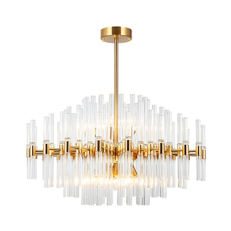 Round Ridged Clear Crystal Pendant Ceiling Light Postmodern 8 Lights Gold Chandelier Lamp Clearhalo 'Ceiling Lights' 'Chandeliers' Lighting' options 279444