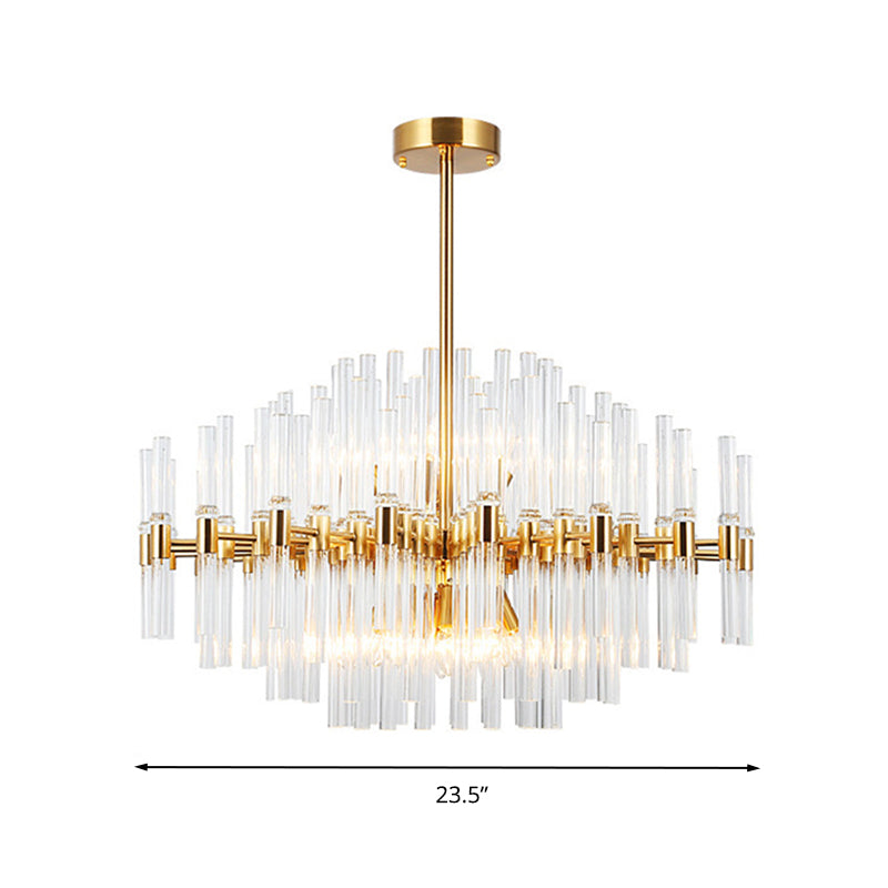 Round Ridged Clear Crystal Pendant Ceiling Light Postmodern 8 Lights Gold Chandelier Lamp Clearhalo 'Ceiling Lights' 'Chandeliers' Lighting' options 279445