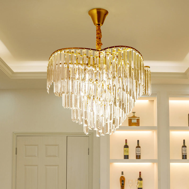 Spiral Hanging Light Postmodern Tri-Sided Clear Crystal Rod 5 Heads Gold Pendant Chandelier Clearhalo 'Ceiling Lights' 'Chandeliers' Lighting' options 279447