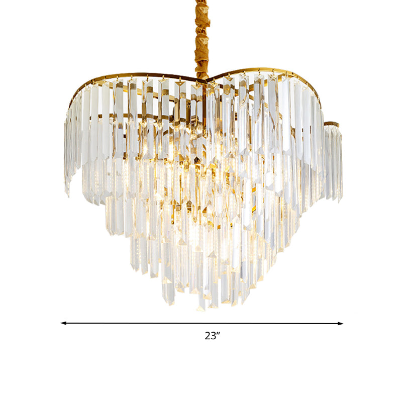 Spiral Hanging Light Postmodern Tri-Sided Clear Crystal Rod 5 Heads Gold Pendant Chandelier Clearhalo 'Ceiling Lights' 'Chandeliers' Lighting' options 279452