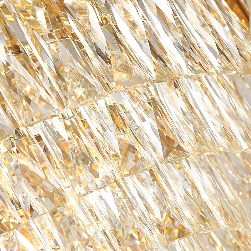 Tapered Ceiling Light Postmodern Crystal Block 19 Heads Gold Chandelier Lighting Fixture Clearhalo 'Ceiling Lights' 'Chandeliers' 'Modern Chandeliers' 'Modern' Lighting' 279467