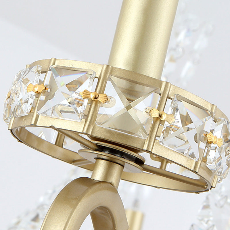 Gold Candle Chandelier Light Fixture Traditional Crystal Drop 5/8 Lights Living Room Hanging Lamp Kit Clearhalo 'Ceiling Lights' 'Chandeliers' Lighting' options 279480