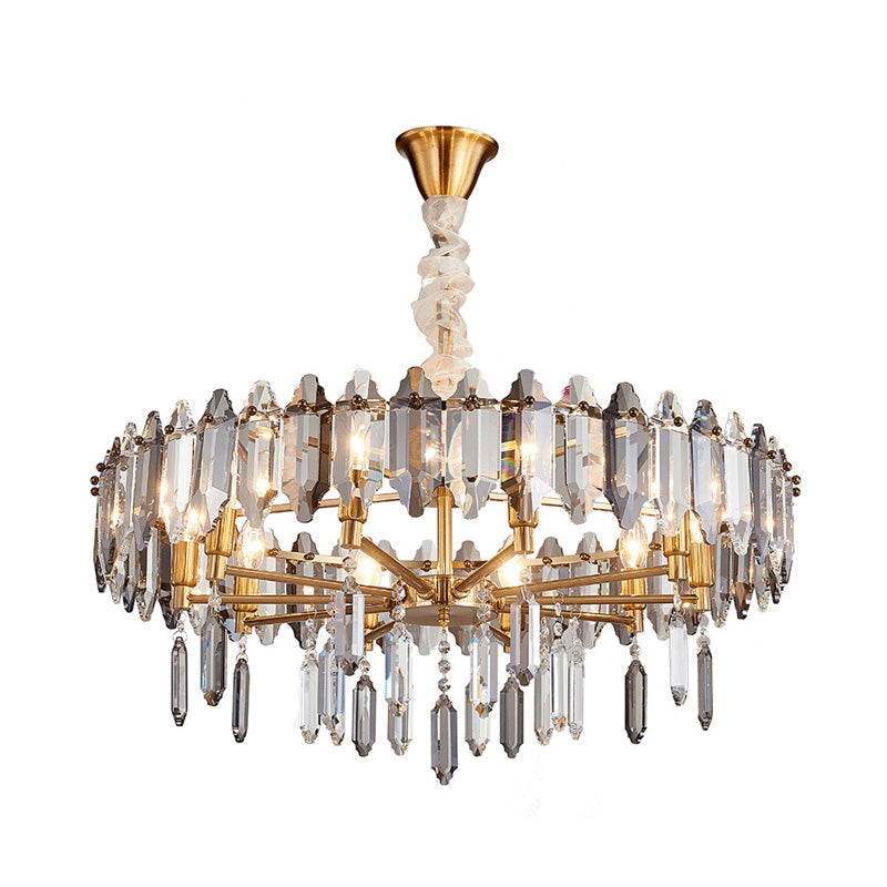 Circle Crystal Drop Pendant Light Fixture Postmodern 8/10 Heads Gold Ceiling Chandelier Clearhalo 'Ceiling Lights' 'Chandeliers' 'Modern Chandeliers' 'Modern' Lighting' 279485