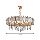 Circle Crystal Drop Pendant Light Fixture Postmodern 8/10 Heads Gold Ceiling Chandelier Clearhalo 'Ceiling Lights' 'Chandeliers' 'Modern Chandeliers' 'Modern' Lighting' 279486