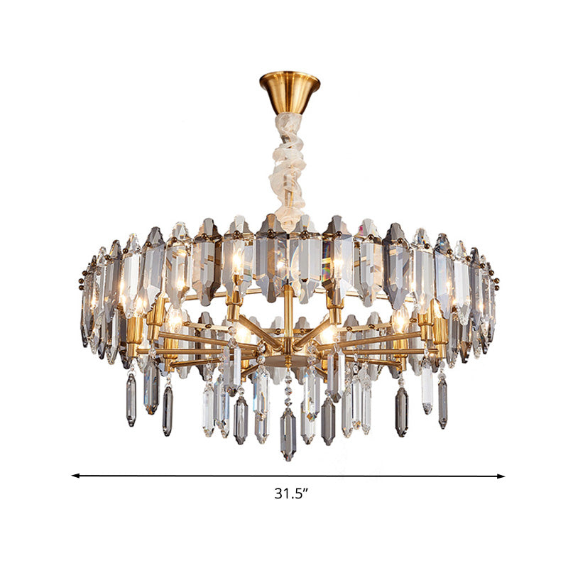 Circle Crystal Drop Pendant Light Fixture Postmodern 8/10 Heads Gold Ceiling Chandelier Clearhalo 'Ceiling Lights' 'Chandeliers' 'Modern Chandeliers' 'Modern' Lighting' 279493