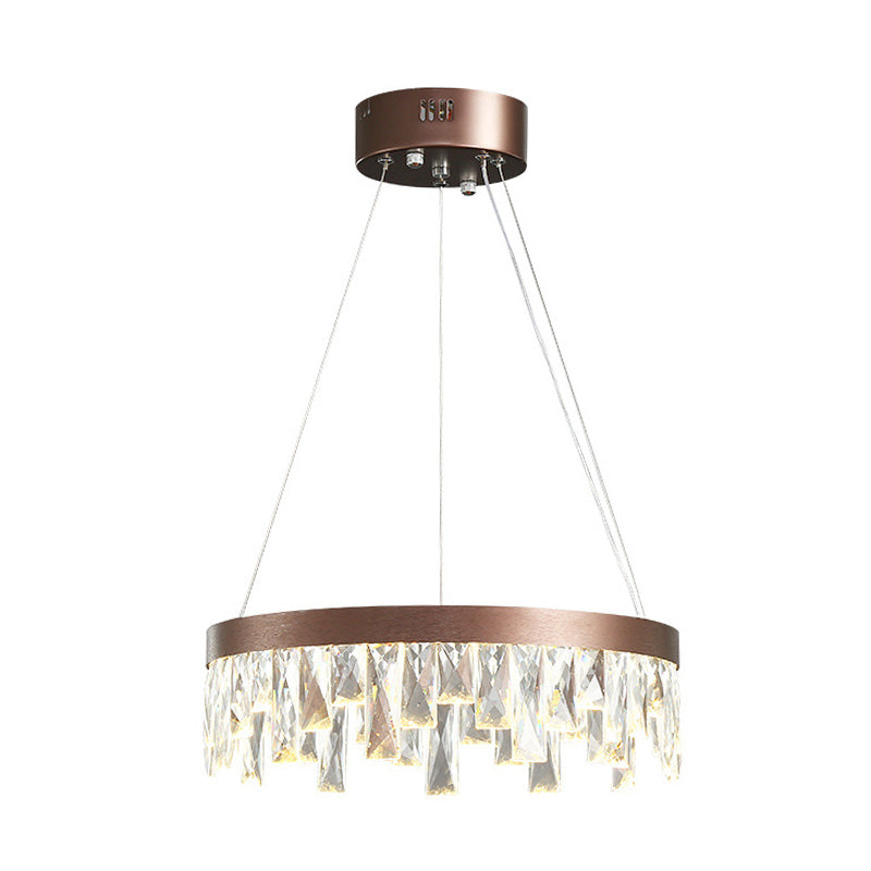 Ring Living Room Hanging Chandelier Light Crystal Block LED Contemporary Suspension Light in Brown, 16"/23.5"/31.5" Wide Clearhalo 'Ceiling Lights' 'Chandeliers' 'Modern Chandeliers' 'Modern' Lighting' 279512