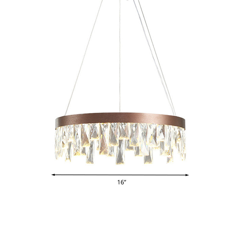 Ring Living Room Hanging Chandelier Light Crystal Block LED Contemporary Suspension Light in Brown, 16"/23.5"/31.5" Wide Clearhalo 'Ceiling Lights' 'Chandeliers' 'Modern Chandeliers' 'Modern' Lighting' 279513