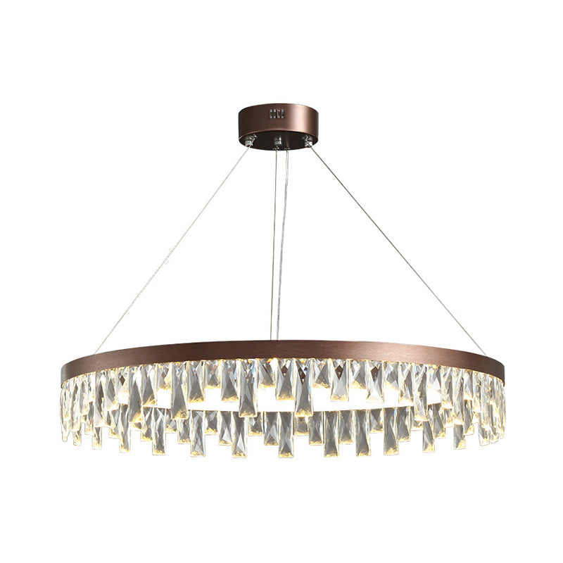 Ring Living Room Hanging Chandelier Light Crystal Block LED Contemporary Suspension Light in Brown, 16"/23.5"/31.5" Wide Clearhalo 'Ceiling Lights' 'Chandeliers' 'Modern Chandeliers' 'Modern' Lighting' 279519