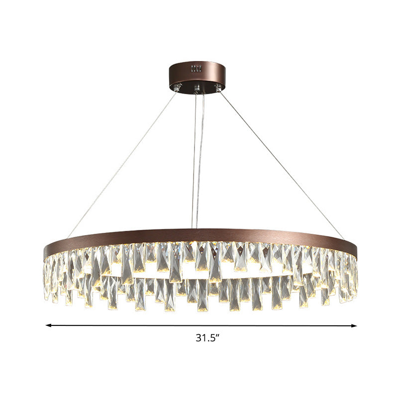 Ring Living Room Hanging Chandelier Light Crystal Block LED Contemporary Suspension Light in Brown, 16"/23.5"/31.5" Wide Clearhalo 'Ceiling Lights' 'Chandeliers' 'Modern Chandeliers' 'Modern' Lighting' 279520