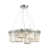 Chrome Cylinder Ceiling Chandelier Simple 10 Lights Rectangular-Cut Crystal Hanging Lamp kit Clearhalo 'Ceiling Lights' 'Chandeliers' 'Modern Chandeliers' 'Modern' Lighting' 279565