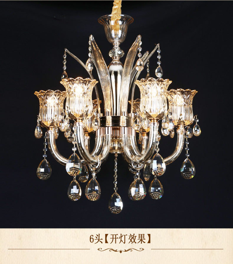 Bell Living Room Chandelier Lamp Traditional Crystal Drop 6/8 Lights Chrome Hanging Ceiling Light Clearhalo 'Ceiling Lights' 'Chandeliers' Lighting' options 279591