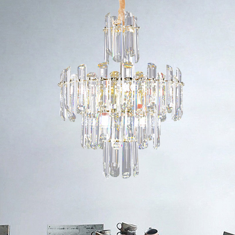 3 Tiers Beveled Crystal Chandelier Light Fixture Contemporary 8/12 Lights Clear Pendant Ceiling Light Clearhalo 'Ceiling Lights' 'Chandeliers' Lighting' options 279592