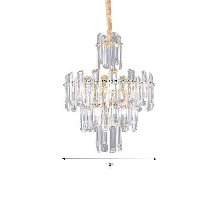 3 Tiers Beveled Crystal Chandelier Light Fixture Contemporary 8/12 Lights Clear Pendant Ceiling Light Clearhalo 'Ceiling Lights' 'Chandeliers' Lighting' options 279597