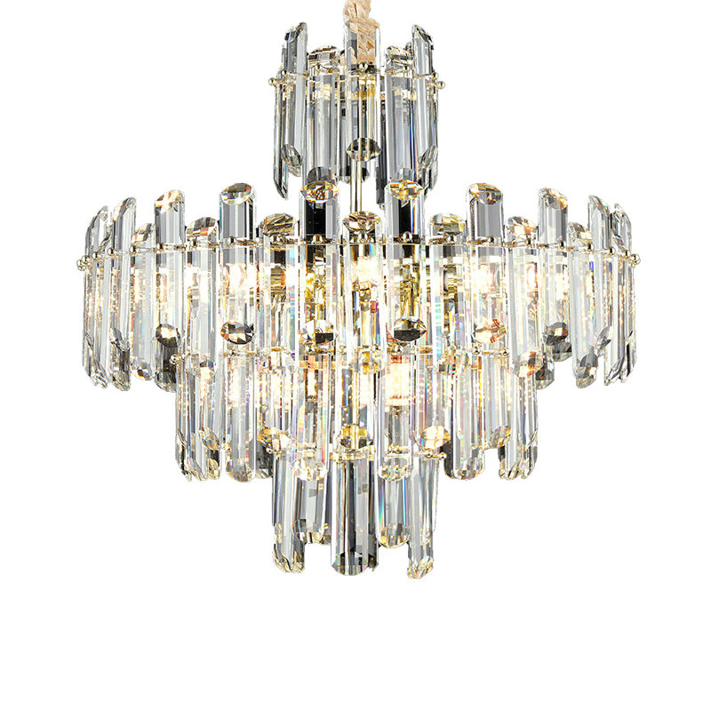 3 Tiers Beveled Crystal Chandelier Light Fixture Contemporary 8/12 Lights Clear Pendant Ceiling Light Clearhalo 'Ceiling Lights' 'Chandeliers' Lighting' options 279603