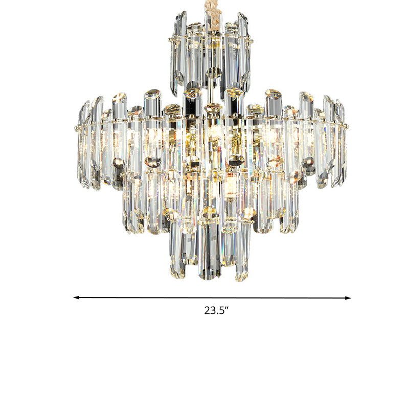 3 Tiers Beveled Crystal Chandelier Light Fixture Contemporary 8/12 Lights Clear Pendant Ceiling Light Clearhalo 'Ceiling Lights' 'Chandeliers' Lighting' options 279604