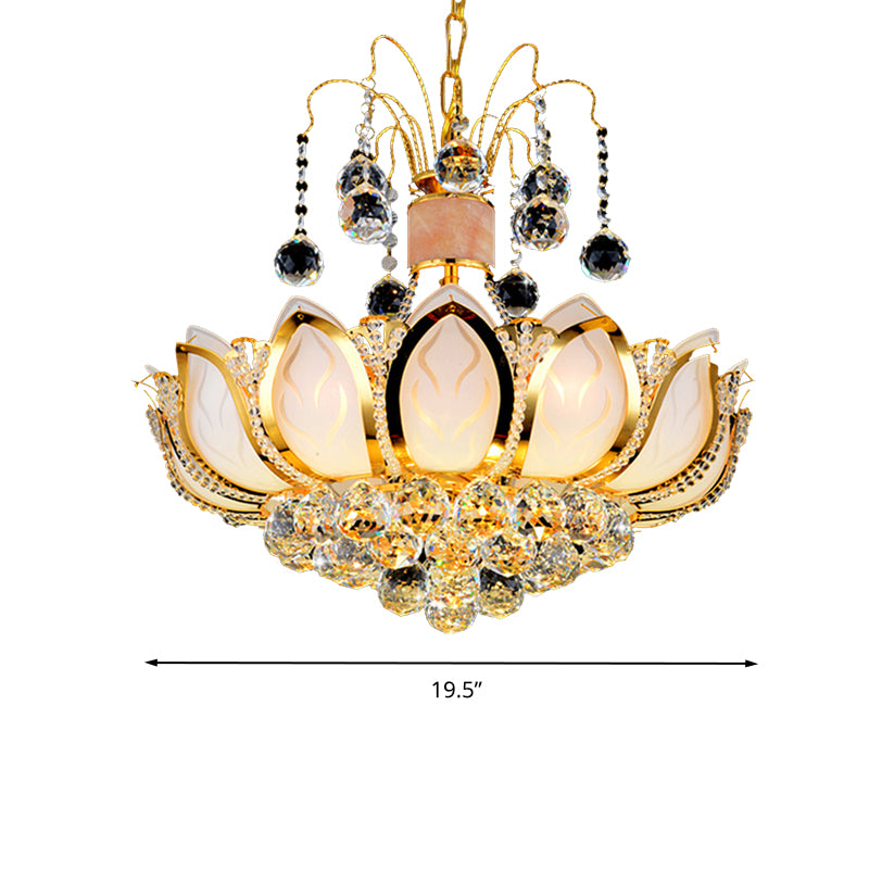 Lotus Crystal Ball Ceiling Chandelier Modernism 4/5/8 Lights Gold Pendant Lighting Fixture Clearhalo 'Ceiling Lights' 'Chandeliers' Lighting' options 279632