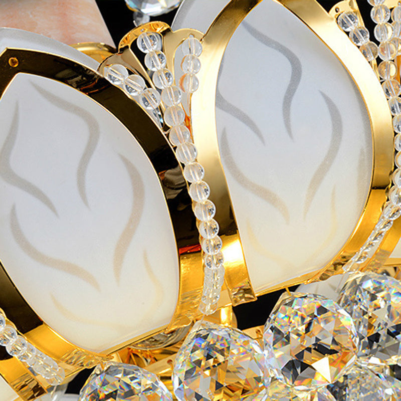 Lotus Crystal Ball Ceiling Chandelier Modernism 4/5/8 Lights Gold Pendant Lighting Fixture Clearhalo 'Ceiling Lights' 'Chandeliers' Lighting' options 279634