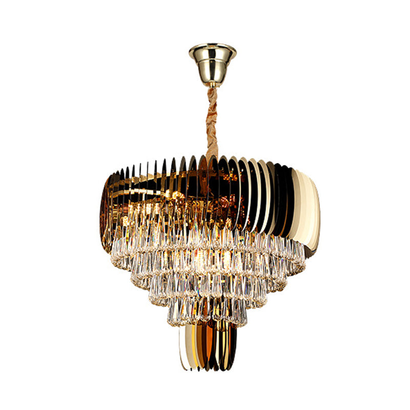 Modern Tapered Teardrop Crystal Ceiling Light 9 Heads Chandelier Light Fixture in Gold Clearhalo 'Ceiling Lights' 'Chandeliers' Lighting' options 279664