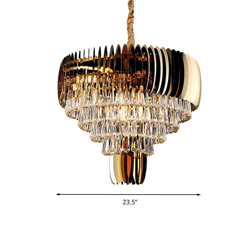 Modern Tapered Teardrop Crystal Ceiling Light 9 Heads Chandelier Light Fixture in Gold Clearhalo 'Ceiling Lights' 'Chandeliers' Lighting' options 279665