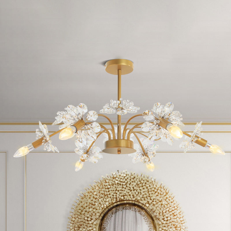 Gold Blossom Hanging Light Kit Postmodern 7 Heads Crystal Chandelier Pendant Light Gold B Clearhalo 'Ceiling Lights' 'Chandeliers' Lighting' options 279805_86cf0832-3192-4f36-b8e4-d655d56c3e91