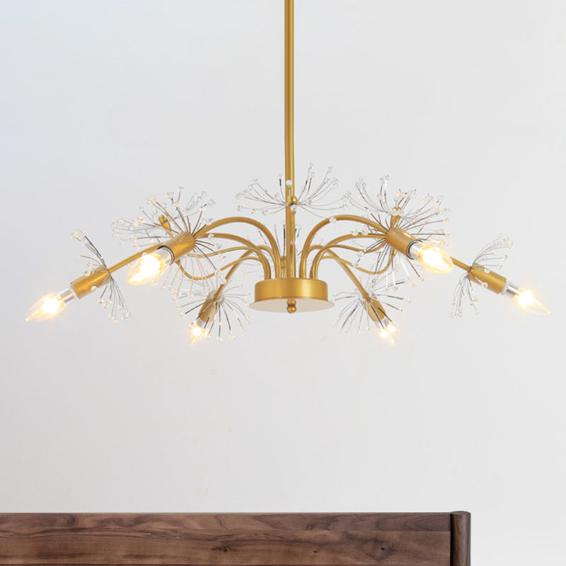 Gold Blossom Hanging Light Kit Postmodern 7 Heads Crystal Chandelier Pendant Light Clearhalo 'Ceiling Lights' 'Chandeliers' Lighting' options 279811