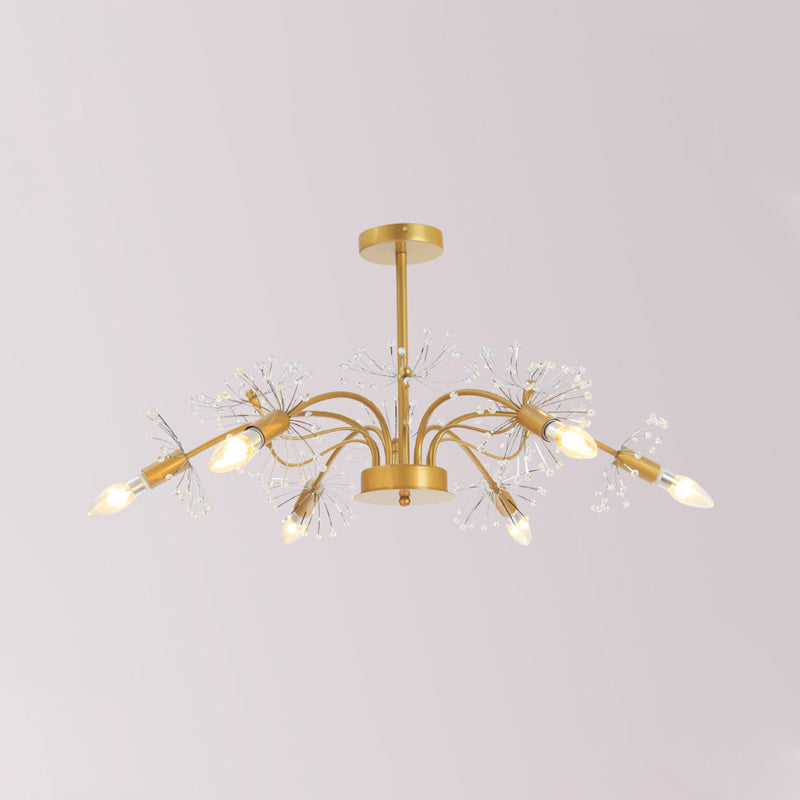 Gold Blossom Hanging Light Kit Postmodern 7 Heads Crystal Chandelier Pendant Light Clearhalo 'Ceiling Lights' 'Chandeliers' Lighting' options 279812