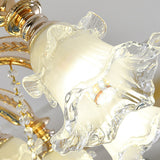 Flower Clear Glass Suspension Light Traditional 8 Heads Living Room Chandelier Lighting in Gold Clearhalo 'Ceiling Lights' 'Chandeliers' Lighting' options 279823