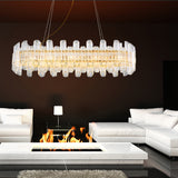 Gold Linear Chandelier Light Modernism 10 Heads Clear Crystal LED Pendant Lighting for Living Room Gold Clearhalo 'Ceiling Lights' 'Chandeliers' 'Modern Chandeliers' 'Modern' Lighting' 279890