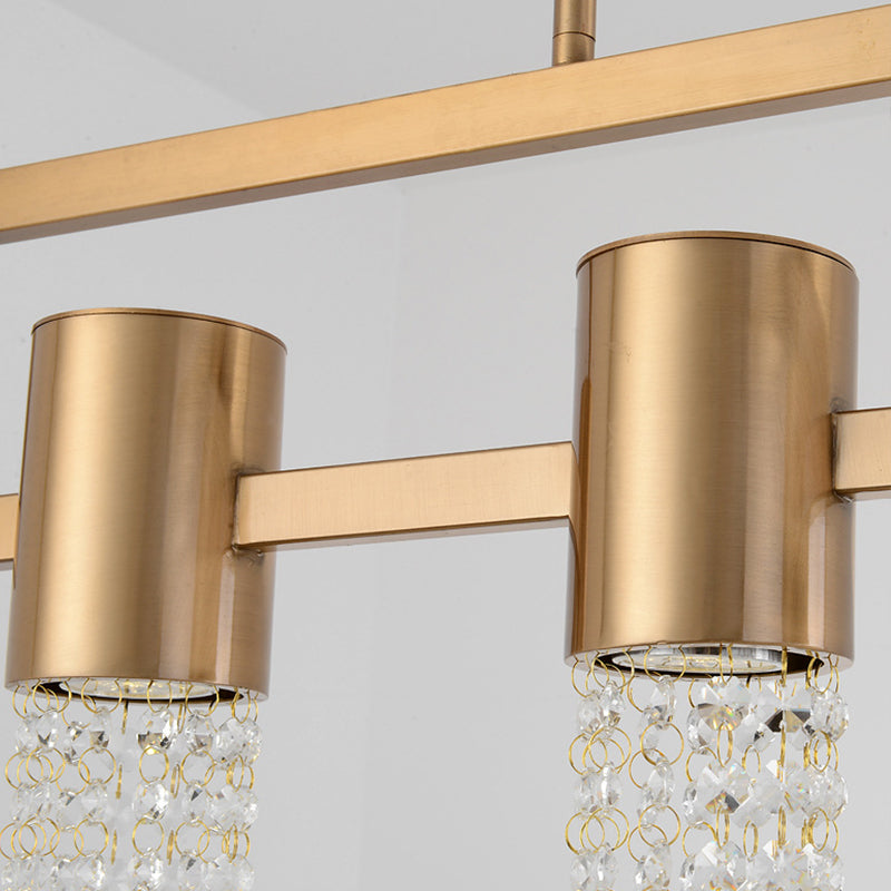 Waterfall Clear K9 Crystal Pendant Chandelier Modernism 8/10 Bulbs LED Gold Hanging Ceiling Light for Bedroom Clearhalo 'Ceiling Lights' 'Chandeliers' 'Modern Chandeliers' 'Modern' Lighting' 279927