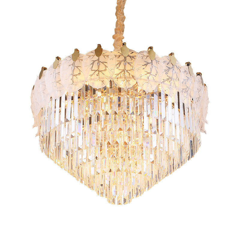 Clear Crystal Tiered Hanging Chandelier Modern 14 Lights LED Ceiling Lamp for Living Room Clearhalo 'Ceiling Lights' 'Chandeliers' 'Clear' 'Industrial' 'Modern Chandeliers' 'Modern' 'Tiffany' 'Traditional Chandeliers' Lighting' 279975