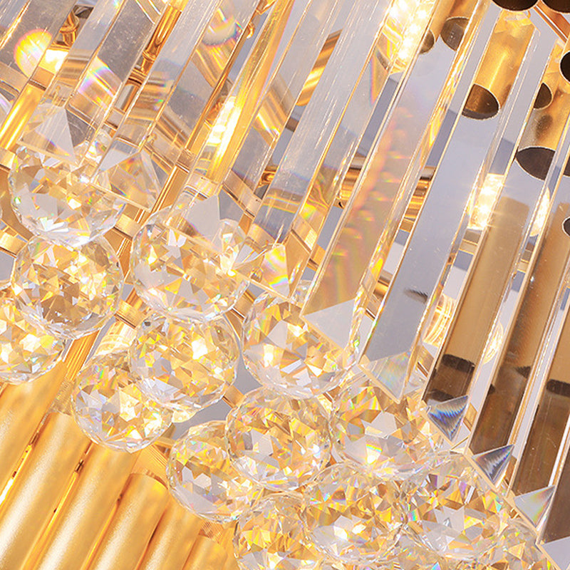 Gold Drum Chandelier Light Modernism 8 Heads Beveled Glass Crystal LED Pendant Lighting for Restaurant Clearhalo 'Ceiling Lights' 'Chandeliers' 'Modern Chandeliers' 'Modern' Lighting' 279984