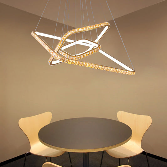 Modernism 3 Tiers Chandelier Light Clear Crystal LED Restaurant Down Lighting Pendant in Gold, 3 Color/Inner Warm Outer White/Inner White Outer Warm Light Gold Inner White Outer Warm Clearhalo 'Ceiling Lights' 'Chandeliers' 'Modern Chandeliers' 'Modern' Lighting' 279985