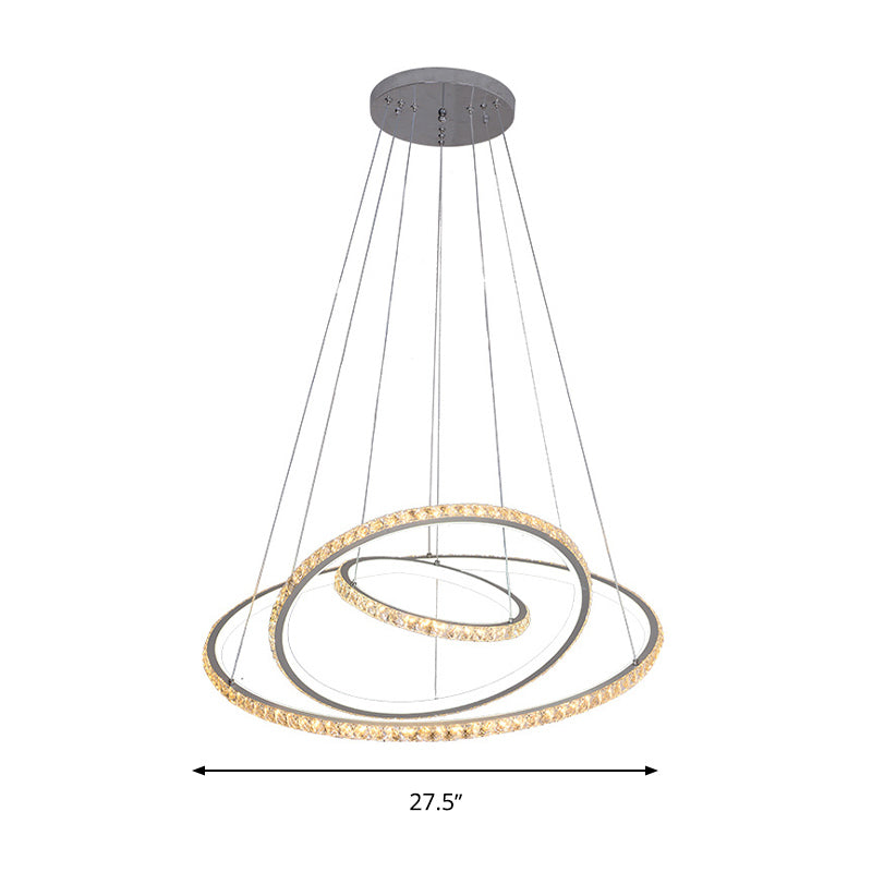 3-Tier Chandelier Light Fixture Modern Crystal LED Gold Ceiling Pendant Light in 3 Color/Inner Warm Outer White/Inner White Outer Warm Light Clearhalo 'Ceiling Lights' 'Chandeliers' 'Modern Chandeliers' 'Modern' Lighting' 279997