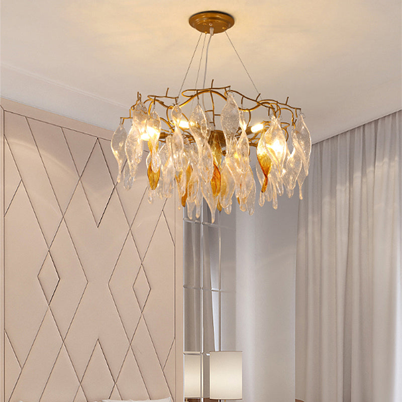 Crystal Spiral Chandelier Lighting Modern 6 Lights Gold LED Hanging Pendant for Dining Room Gold Clearhalo 'Ceiling Lights' 'Chandeliers' 'Modern Chandeliers' 'Modern' Lighting' 280026