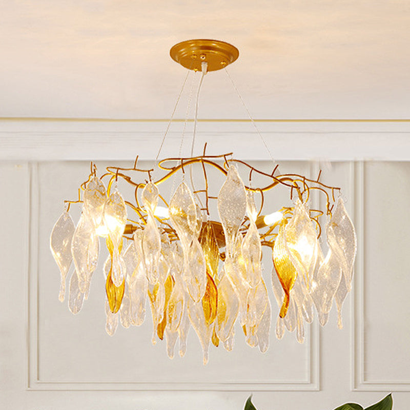 Crystal Spiral Chandelier Lighting Modern 6 Lights Gold LED Hanging Pendant for Dining Room Clearhalo 'Ceiling Lights' 'Chandeliers' 'Modern Chandeliers' 'Modern' Lighting' 280027