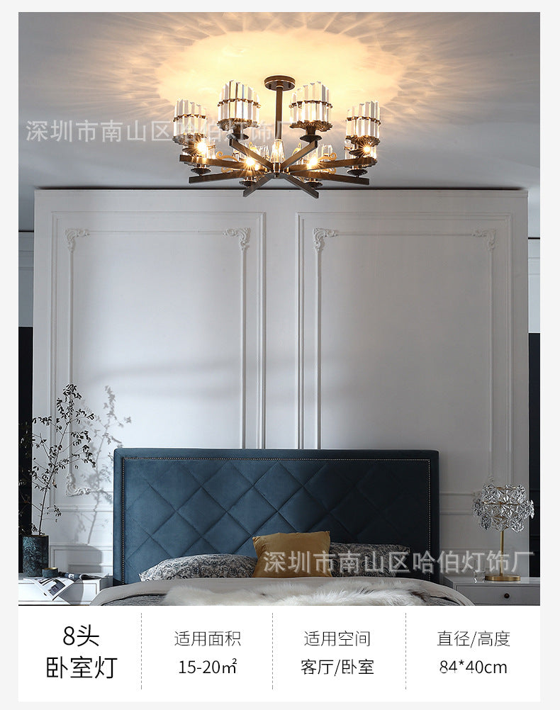 Modernism Sputnik Hanging Light 3/6/8 Heads Three Sided Crystal Rod Ceiling Chandelier in Black/Brass Clearhalo 'Ceiling Lights' 'Chandeliers' Lighting' options 280204