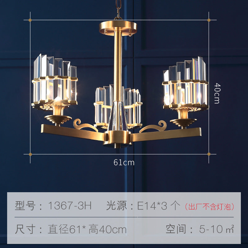 Modernism Sputnik Hanging Light 3/6/8 Heads Three Sided Crystal Rod Ceiling Chandelier in Black/Brass 3 Brass Clearhalo 'Ceiling Lights' 'Chandeliers' Lighting' options 280205_ea345f86-f81a-44df-8854-337f96a424fa