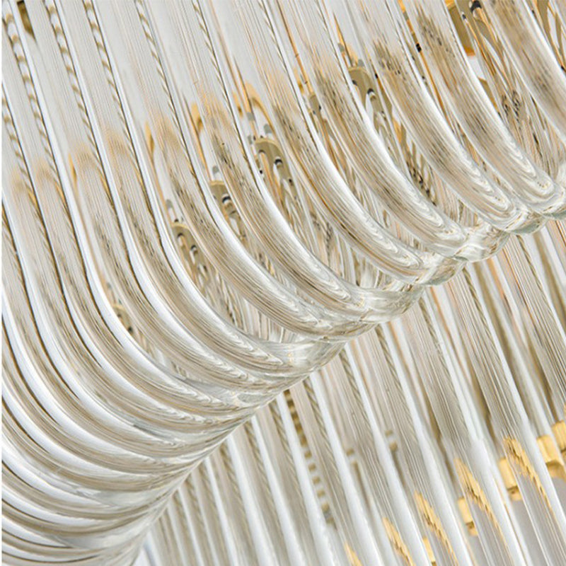 Fluted Crystal 2 Layers Hanging Pendant Light Postmodern 8 Heads Living Room Chandelier Lighting in Gold Clearhalo 'Ceiling Lights' 'Chandeliers' Lighting' options 280232