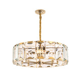 Gold Drum Ceiling Lamp Postmodern Faceted Crystal Panel 6 Heads Living Room Chandelier Lighting Clearhalo 'Ceiling Lights' 'Chandeliers' Lighting' options 280268