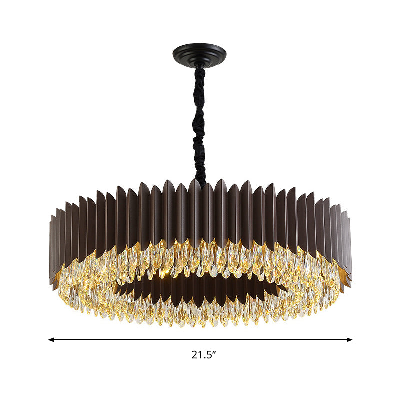 Teardrop Crystal Round Hanging Chandelier Postmodern Living Room LED Ceiling Pendant in Black Clearhalo 'Ceiling Lights' 'Chandeliers' Lighting' options 280289